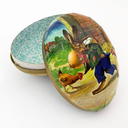 6" Vintage Bunny Egg Collector Papier Mache Easter Egg Container ~ Germany